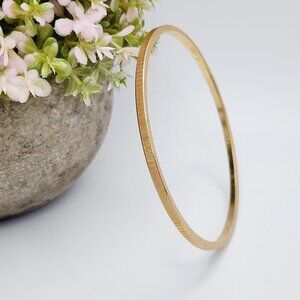 Vintage Monet Textured Gold Tone Thin Dainty Stackable Bangle Bracelet